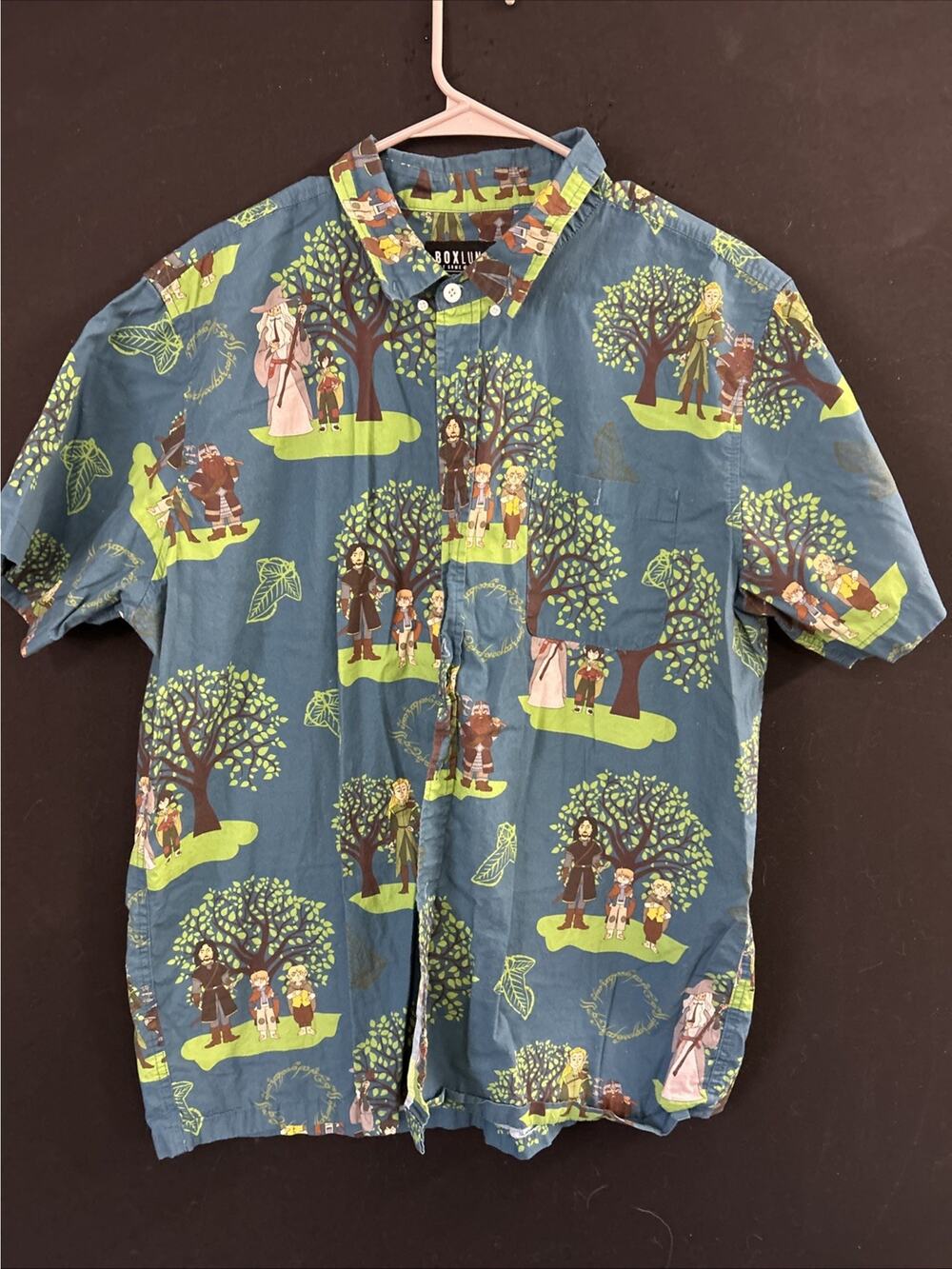 Box Lunch x The Lord of the Rings Button-Up Shirt Mens XL Allover Print Casual